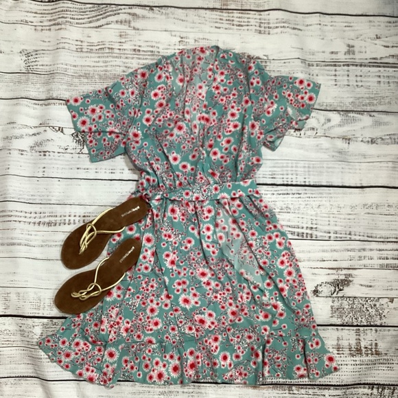 307. Blue-Green & Pink Floral Dress NWOT Size XL - Picture 5 of 5